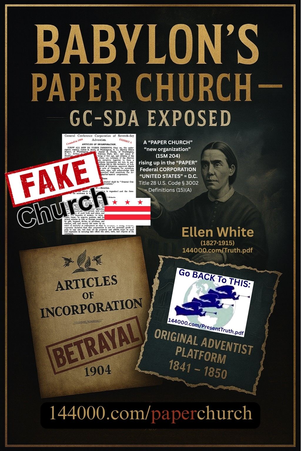 Babylon's Paper Church: GC-SDA Betrayal of the Original Adventist Platform by Incorporating in 1904 Under a Papal Image