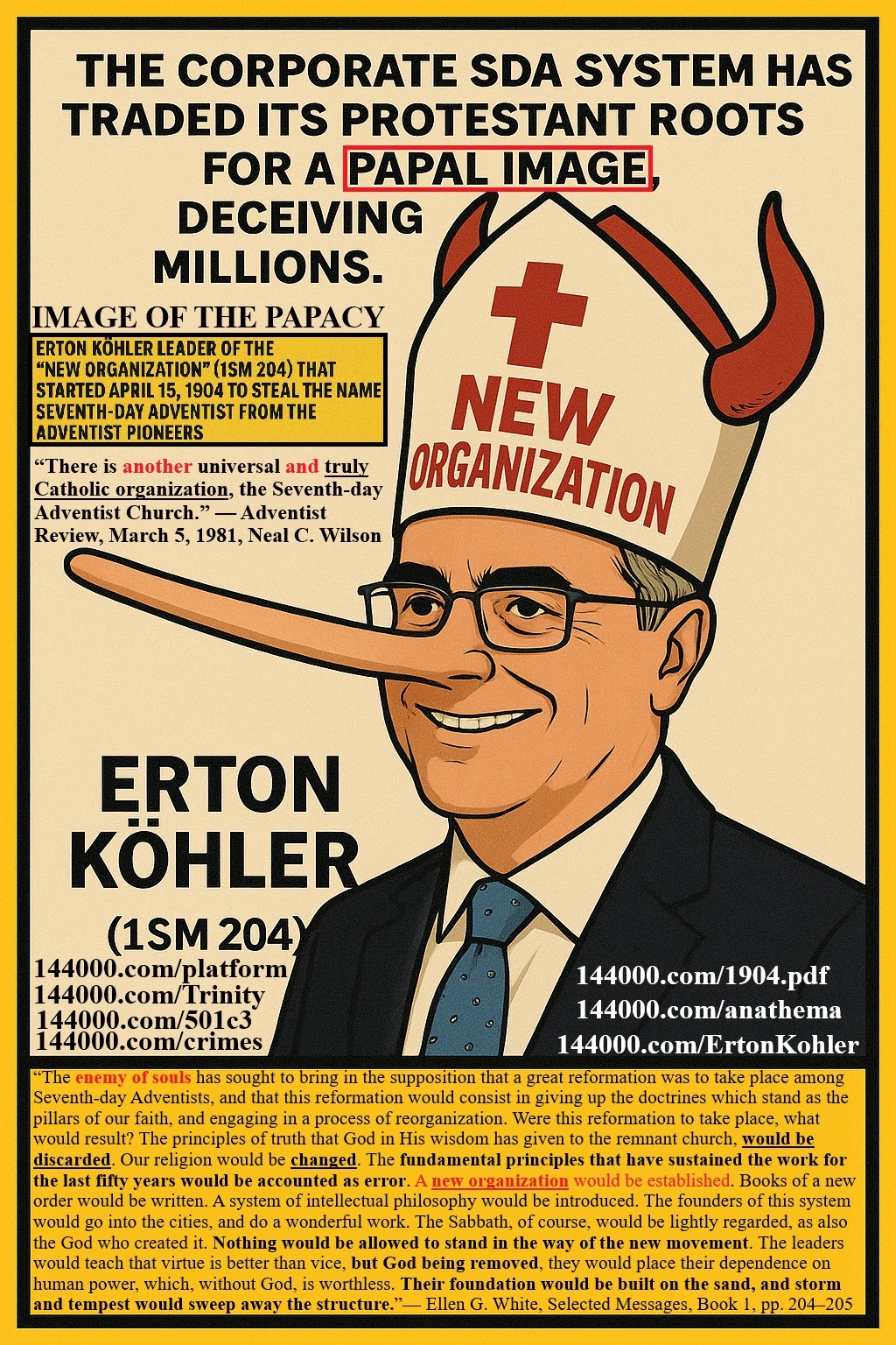 Erton Kohler GC SDA Pope 666 Rides Papacy Image of the Beast 144,000 Pathfinder Apostasy Exposed