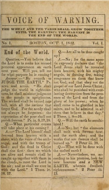 Voice of Warning Article William Miller